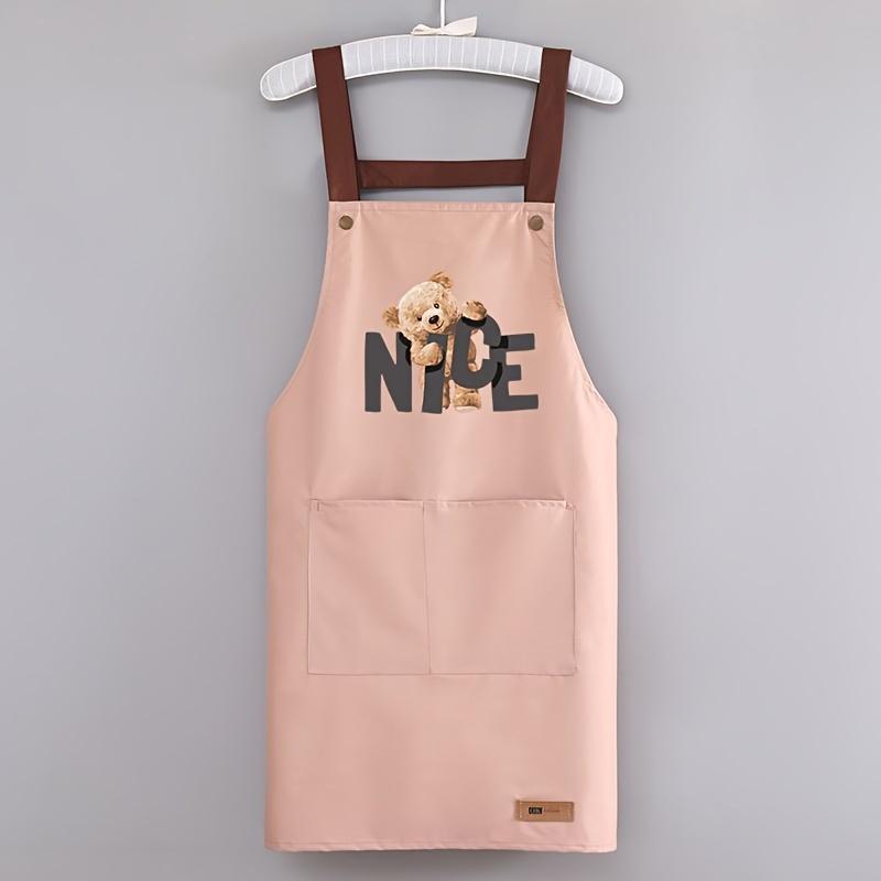 1pc Canvas Kitchen Apron - Waterproof & Oil-Resistant, Perfect for Cooking & Catering