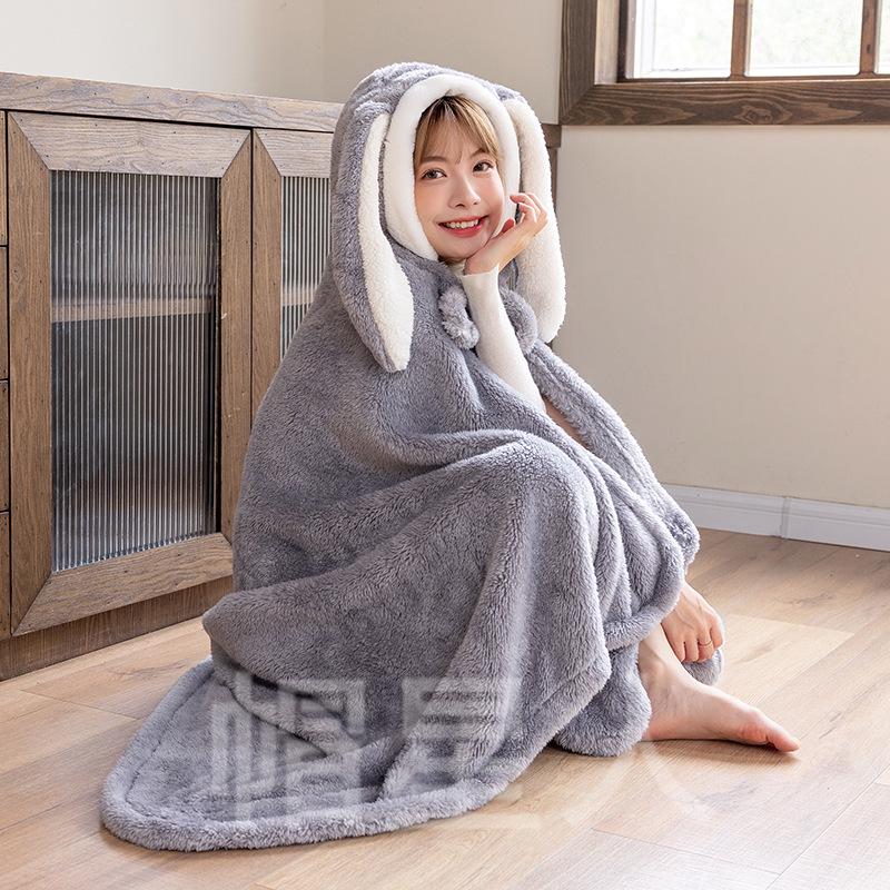 Cozy Rabbit Ear Shawl Cloak: Cute, Warm, and Thick for Autumn & Winter