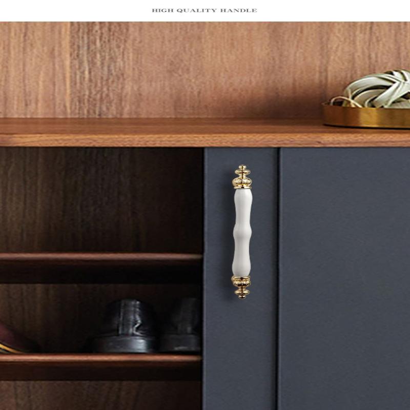 Modern Colored Ceramic Furniture Handle Golden Wardrobe Cabinet Handles Closet Door Knob Dressing Table And Drawer Pull Hardware