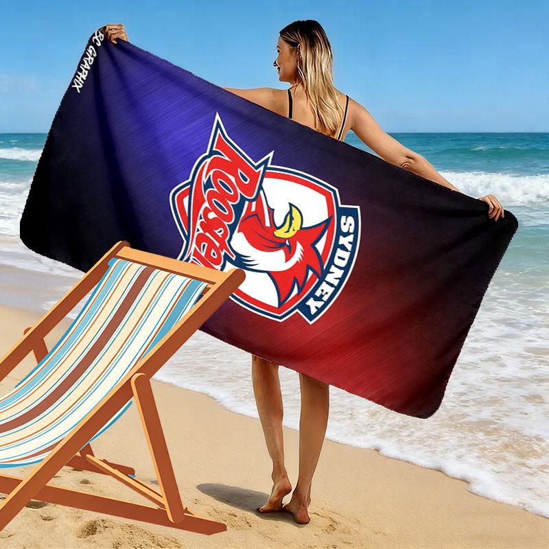 Sydney Roosters Roar Print Beach Towel, Large Soft Quick Dry Towel for Beach Camping Swimming