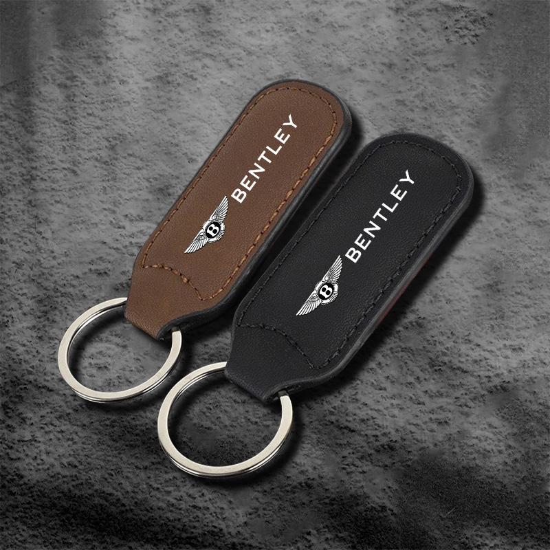 Skórzany Brelok do Kluczy z Emblematem Samochodowym Brelok do Kluczy Wisiorek do Kluczy dla Bentley Continental GT MULLINER Bentayga Flying Hurtling Spur Akcesoria Samochodowe