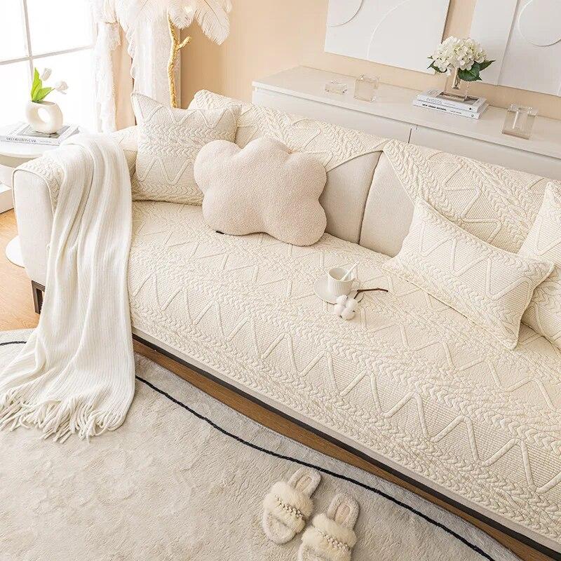 Baumwoll-Sofa-Kissenbezug, waschbar, Jacquard, rutschfest, moderner Sitzkissenbezug, universell, für alle Jahreszeiten, Homestay