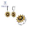 Set di gioielli con orecchini ad anello con pietra preziosa citrino naturale Argento sterling 925 Gioielleria raffinata di lusso per regalo di fidanzamento per l'anniversario delle donne