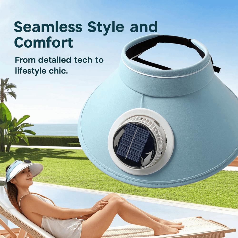 Breathable Sun Hat with Fan Wide Brim Beach Sunshade Hat Outdoor Visor Hat Mountain Climbing