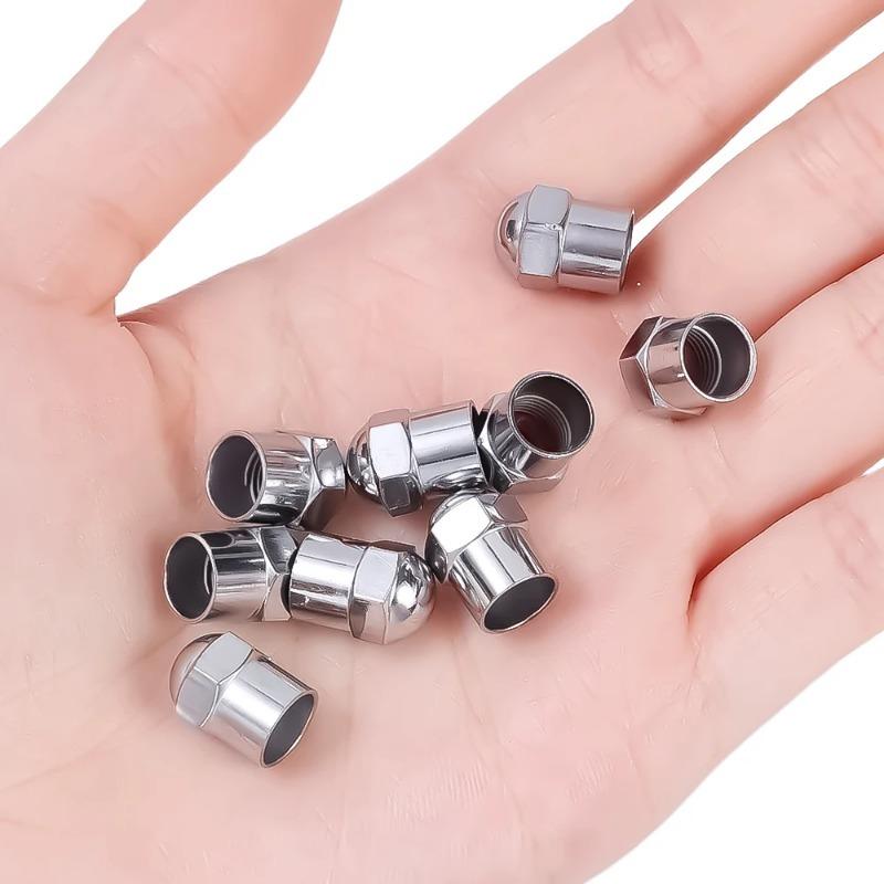 50PCS Car Tire Valve Caps Round Head Chrome Plating Dust Proof Covers Cars Motorcycles Bike Tyre Styling Valve Cap Decoration