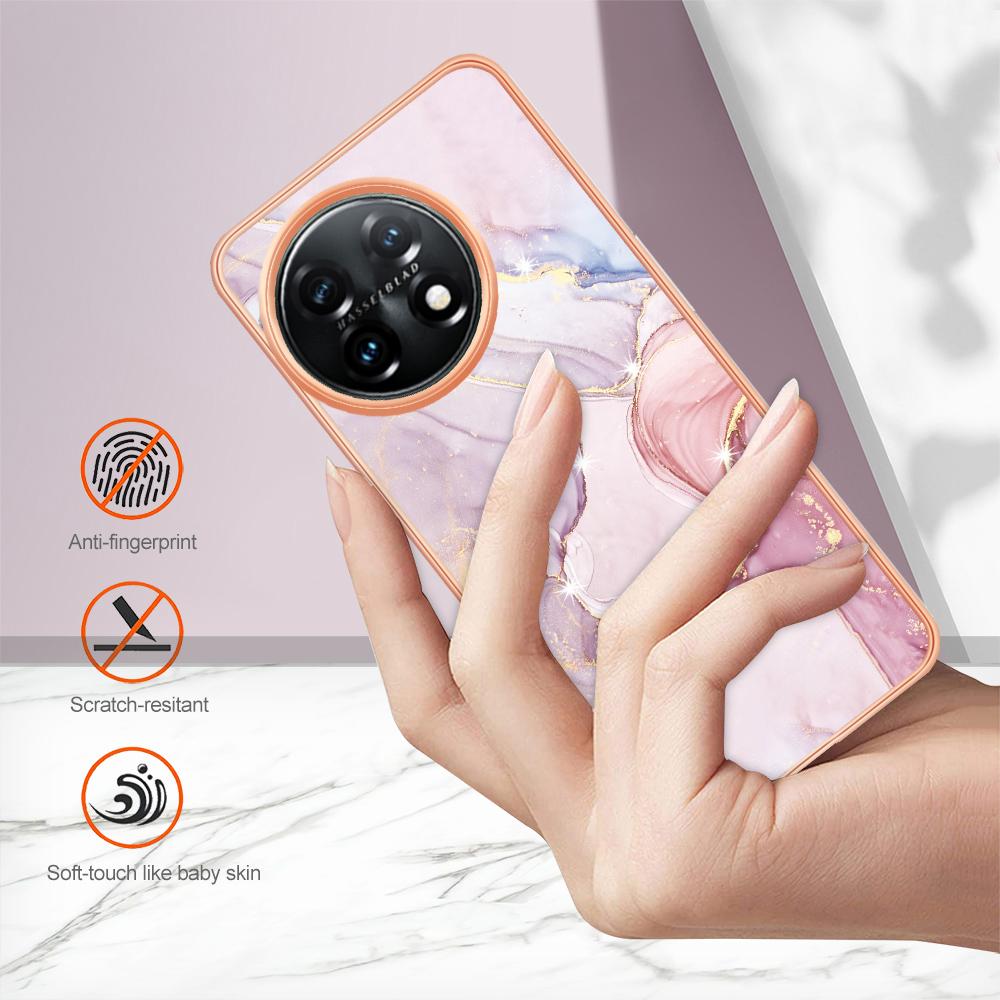 For OnePlus 11 5G TPU Case with IMD Marble Pattern Electroplated Back Cover