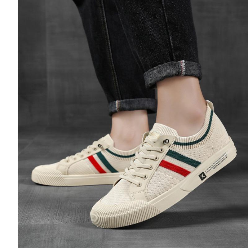 Herren-, Atmungsaktiv, Freizeitschuhe, Leichtgewicht, Gestreiftes Design, Runde Zehenpartie, Bequem, Sport- und Freizeitschuhe