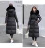 Women Winter Hooded Faux Fur Collar Big Pocket X-Long Belted Coat Mom's Puffer Jacket Cotton Padded Parkas Outwear Overcoat