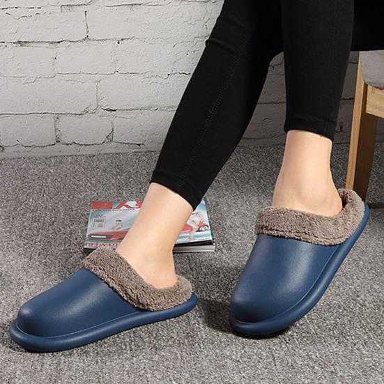 

Осень-зима мужские водонепроницаемые нескользящие теплые домашние плюшевые тапочки без шнуровки