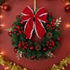 With LED Light and Bow Christmas Wreath Xmas Hanging Ornaments  Door