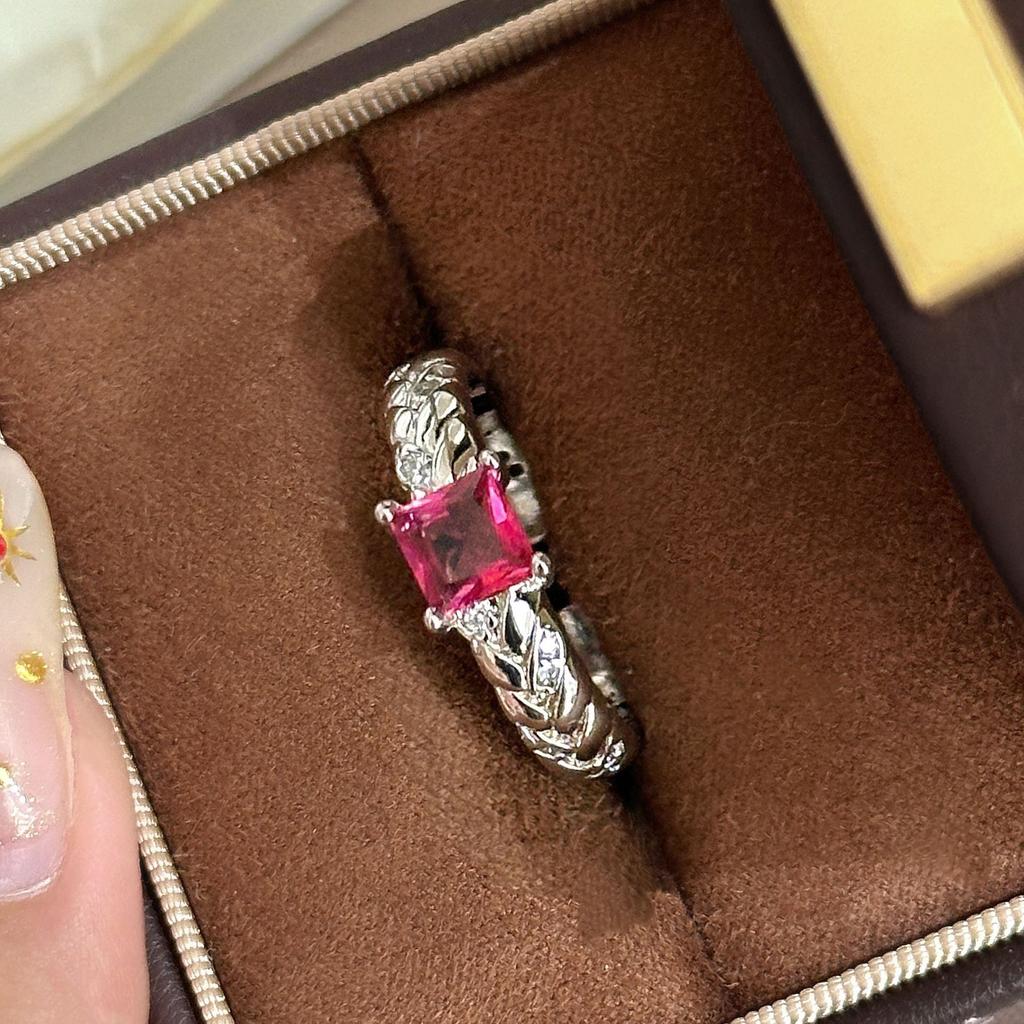 Xiaohongshu Hot-selling Wheat Ear Colored Treasure Open Ring Full of Diamonds Exquisite Medieval French Retro Adjustable Ring