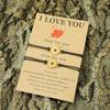 Noter 2Pcs Handmade Braided Friendship Bracelet Unisex Cute Chrysanthemum Charm Braslet Valentine Day Couple Accessories Joias