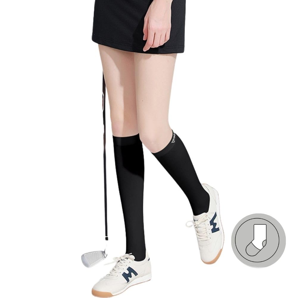 

Набор для гольфа из УФ-прохладных до УФ-высоких носков [YMSTco] гольфы до колен, тренч, 2, защита, прикосновение, компрессия, защита, UPF50, на открытом воздухе, спорт, чёрный