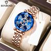 BINBOND Elegant Women's Watches Fashion Rhombus Mirror Ladies Wristwatch Waterproof Luminous Diamond Dial Original Quartz Watch