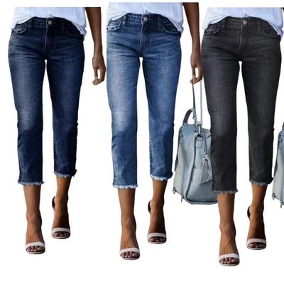 Leggings Jeans Capri Skinny Taille Haute pour Femmes