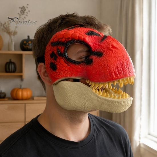 Parent Child Interactive Play Toys Realistic Dinosaur Mask, Moving Jaw Costume Mask for Human Theme Party Dress Up Supplies Pet, Novelty Cosplay