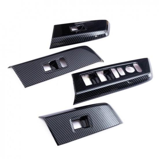 Carbon Fiber Car Door Window Switch Panel Cover Trim For -2024 Honda CR-V