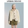 UR Women's Lamb Fleece Quilted Round Neck Coat