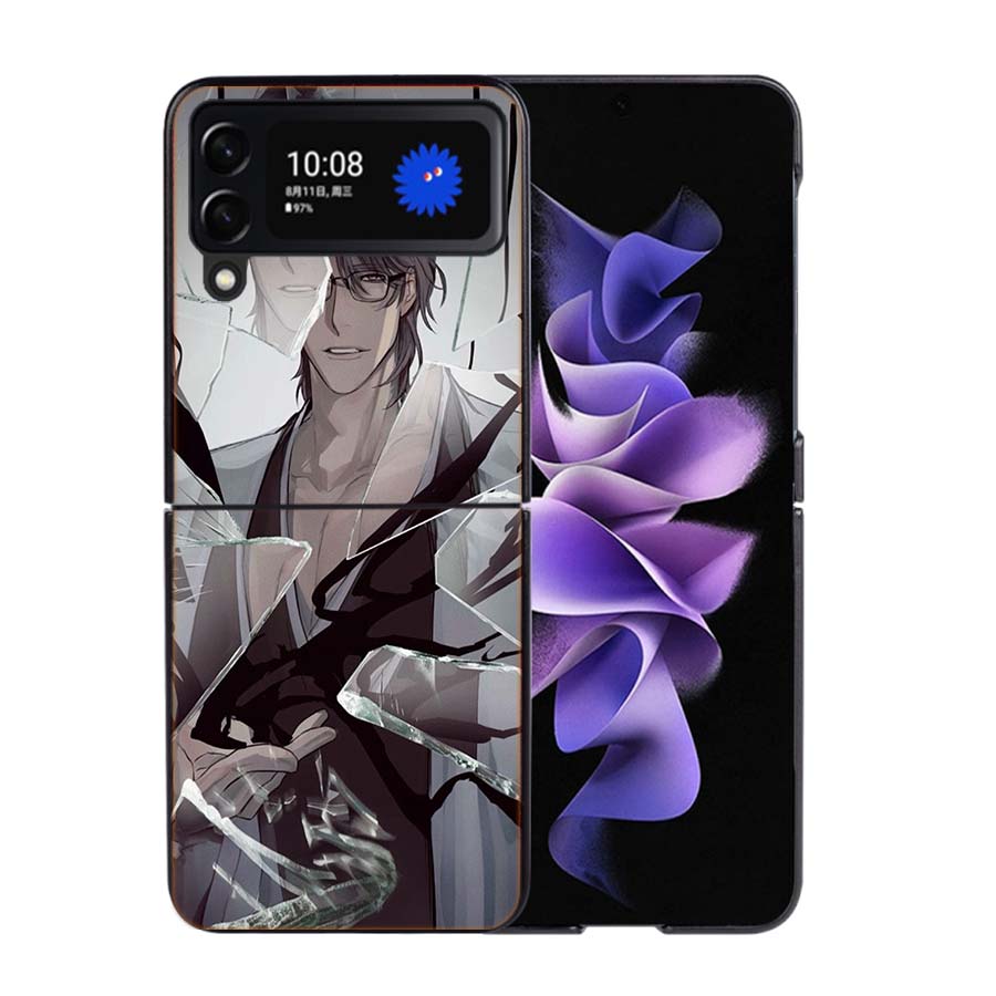 Bleach Aizen Sousuke Phone Case For Samsung Z Flip 7 6 5G Galaxy Z Flip4 Z Flip5 Z Flip3 Coque Black Hard PC Shell Protective Co