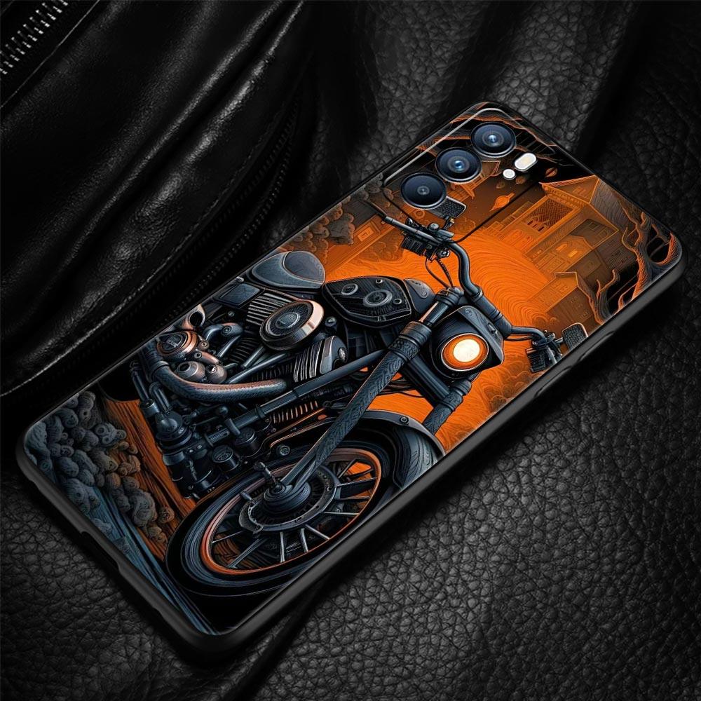 Colors Vintage Motorcycle Painted Phone Case For Oppo A17 A31 A54 A57 A78 A79 A98 Find X5 X6 Reno 7 8 10 11 12 13 F Pro Soft TPU
