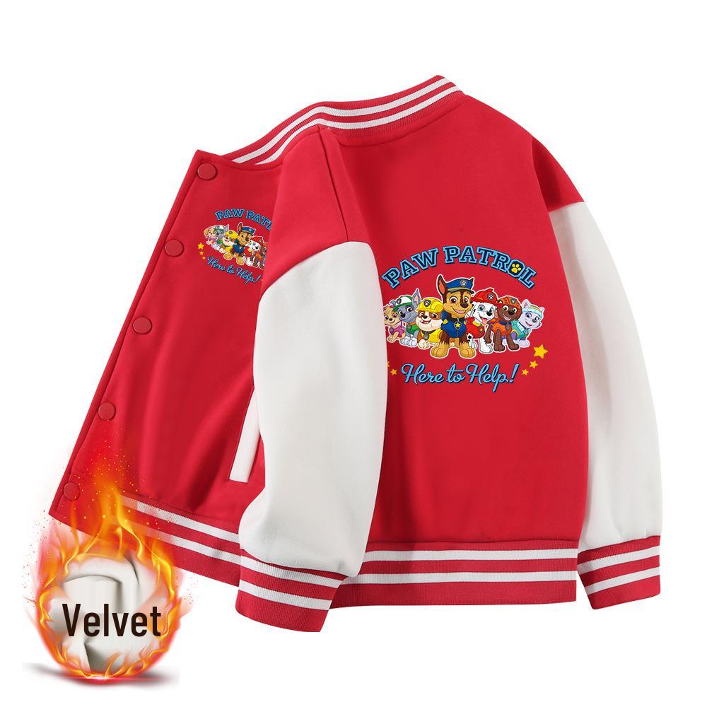 Paw Patrol Kids' Spring & Autumn Jackets: 2024 Thickened Baseball & Fleece Cardigan for Boys and Girls
