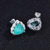 Women Jewelry Set Imitation Paraiba Necklace Light Green Diamond Ring Earrings Triangle Set