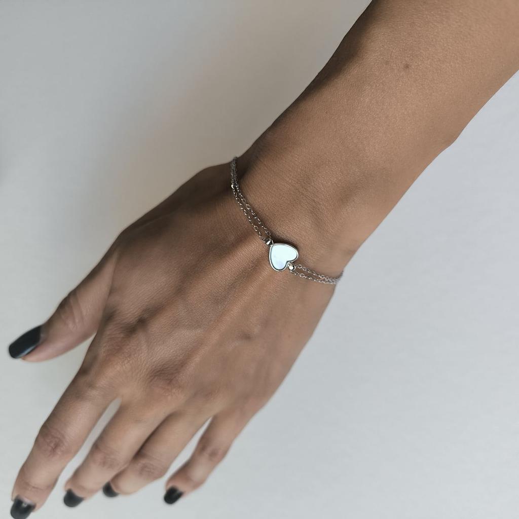 Silver Bracelet with Natural Mother-of-pearl, Product Weight 2.01 G (2184591)