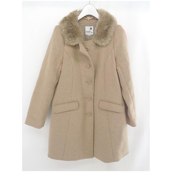 earth music&ecology long sleeve coat size S beige ladies [Used]