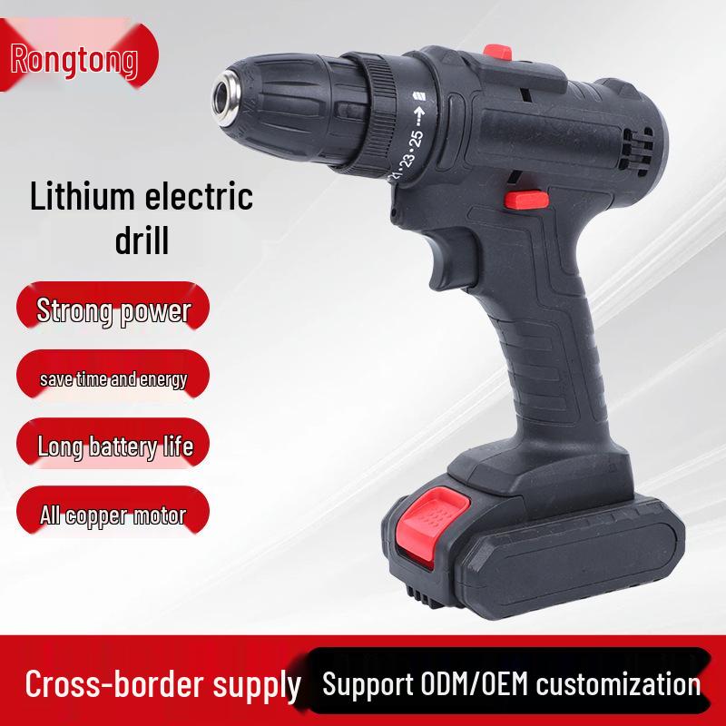 Rechargeable Brushless Lithium Electric Power Drill with Impact Drilling for Household and Screwdriver Functions