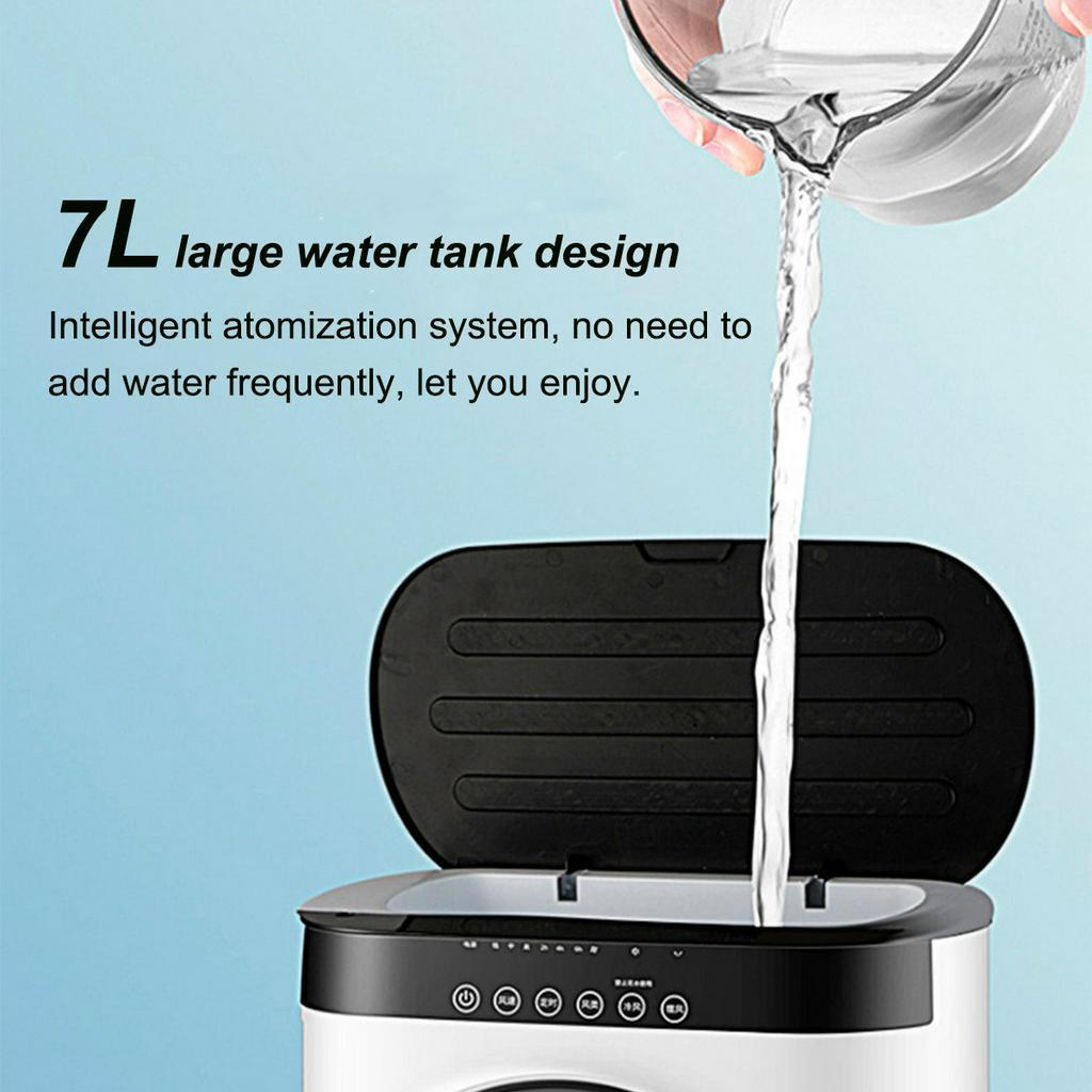7L Mini Portable Air Conditioner Water Tank Mute Air Humidifier Cooler Timer Remote Control Cooling Fan + 10pcs Ice Bag