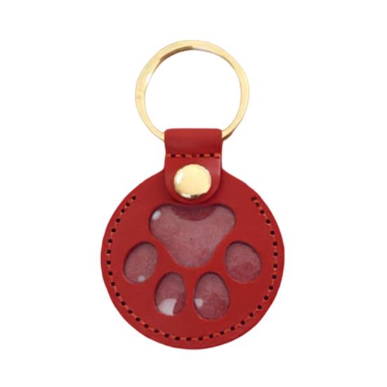 Paw Shaped Keychain Faux Leather Dog Hair Storage Keychain Transparent Pet Hair Souvenir Refillable Keyring Memorial Gift