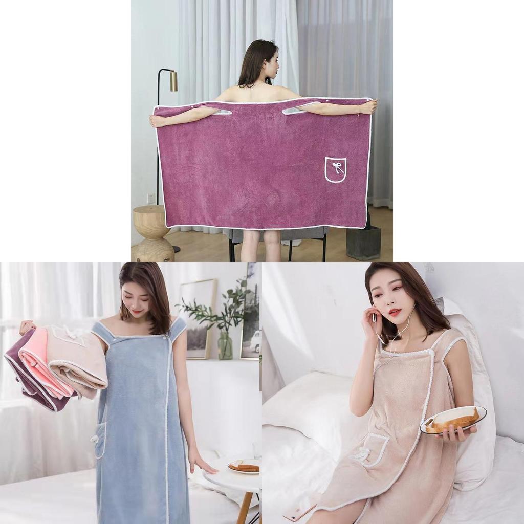 Luxury Coral Fleece Bath Wrap With Absorbent Toweling For Adults Home Spa Use
