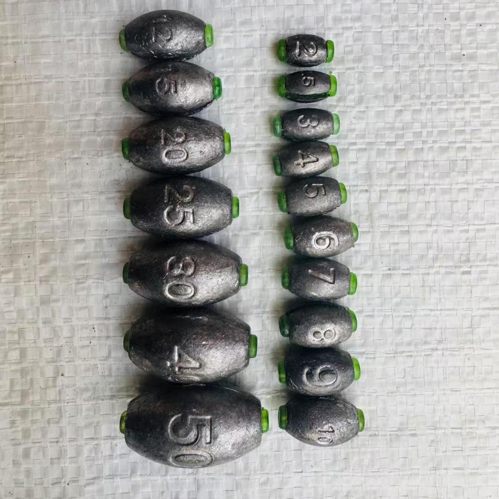 Olive Japanese Open-ended Lead Sinker with Plastic Core for Long Cast Fishing