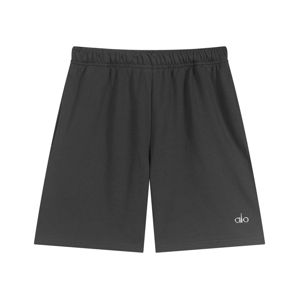 NH01 Herren Sportshorts, Elastischer Bund, Lässige Fitnessshorts, Schwarze Baumwolle Trainings- & Streetwear-Hose