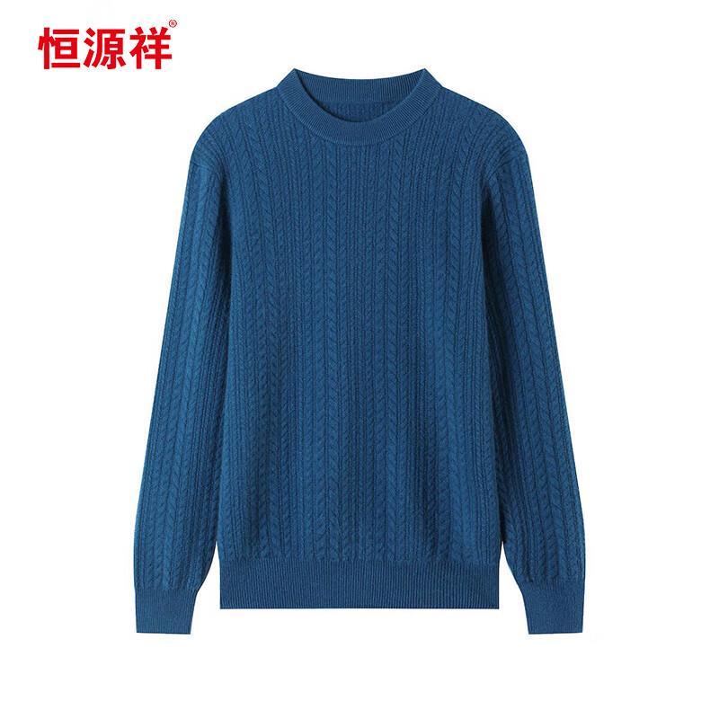 Hengyuanxiang Men's 100% Cashmere Thick Crew Neck Sweater