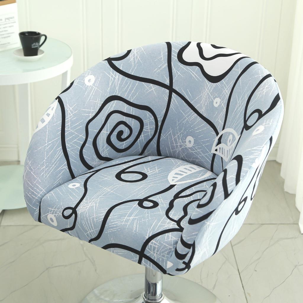 Dustproof Curved Chair Cover Short Back Printed Arc Armchair Slipcovers Dining Chairs Covers Elastic Natal Pokrowiec Na Krzeslo