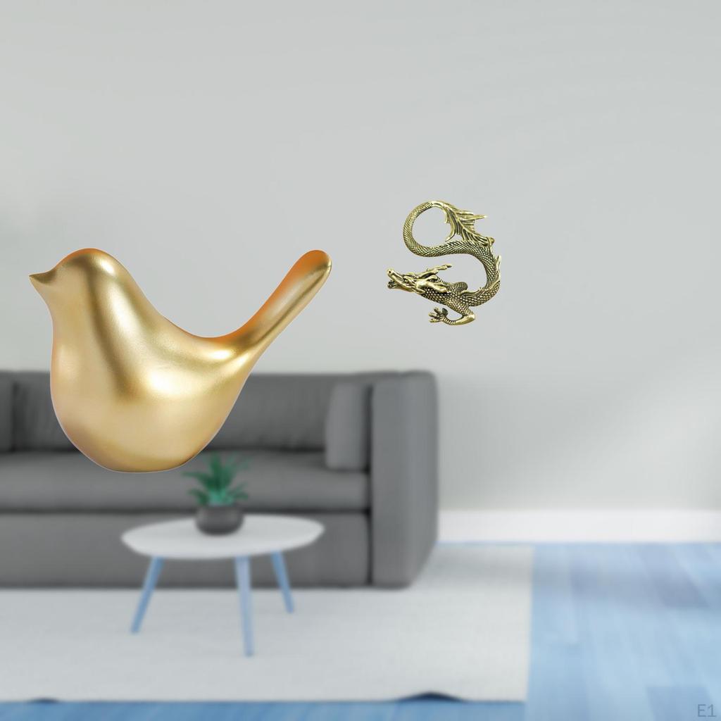 Golden Birds And Figurine Statue Brass Sculpture for Home Office Decor Unique Housewarming Gift