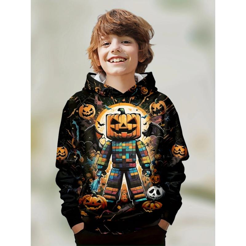 Autumn 3D Christmas Halloween Printed Hoodies Fashionable Casual Sports Long Sleeved Children's Boy Hooded Sweatshirts