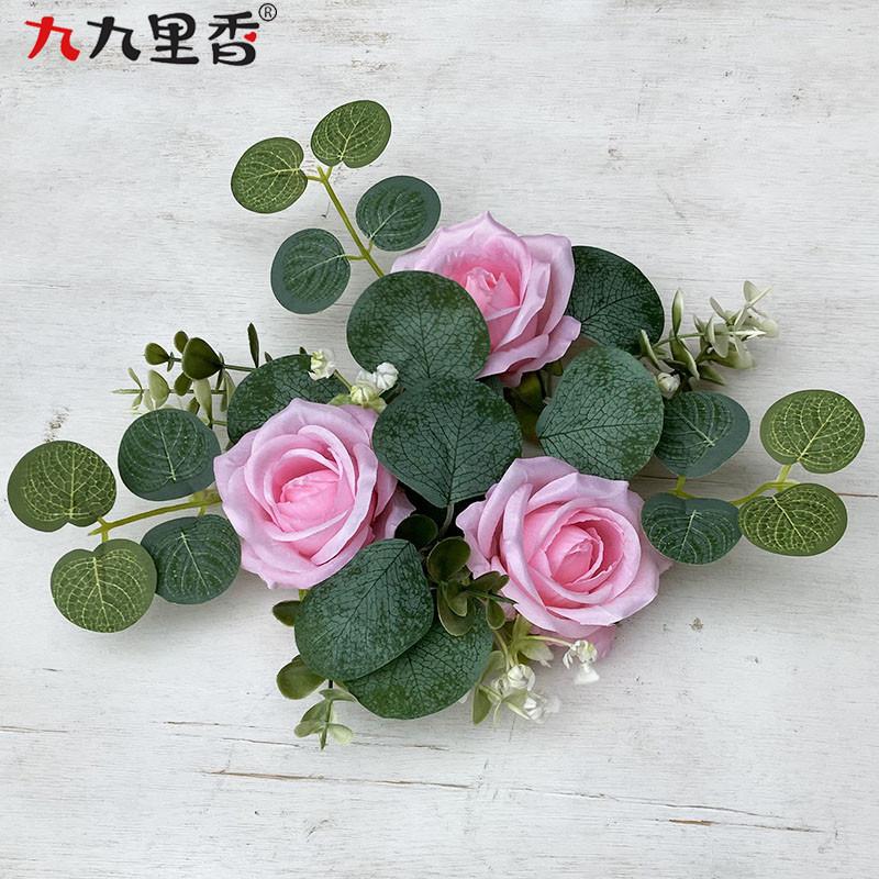 

Американский имитационный венок, венок со свечами, венок из эвкалипта, венок с розами для украшения стола и вечеринки