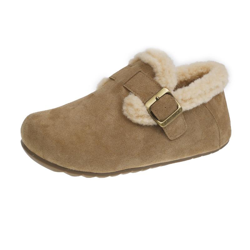 

Cowhide version~ retro thick-soled fluffy shoes for women to wear new autumn and winter leather velvet cotton shoes one size smaller!!!!