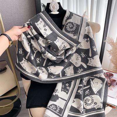 Creamy Sweet Style Cat Scarf, Cute Female Student Scarf, Neck Shawl