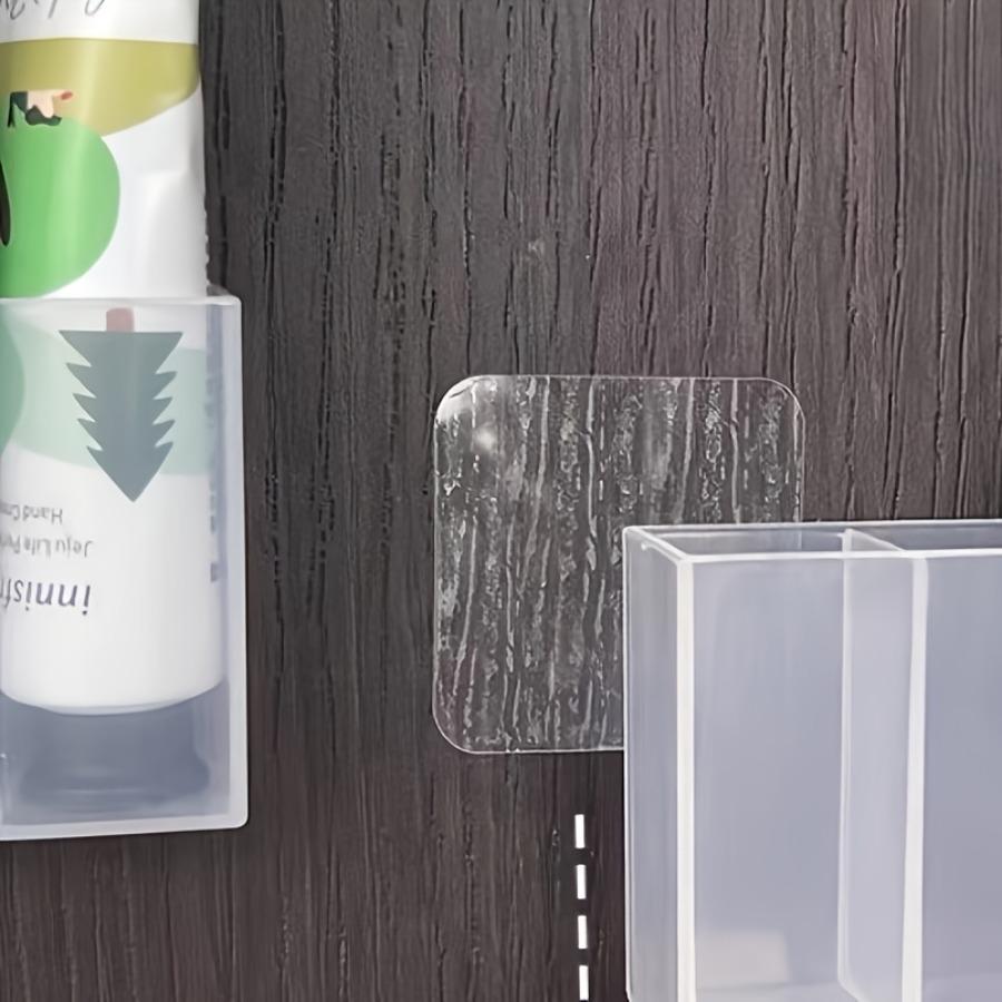 1 Transparent Wall-mounted Three-compartment Storage Box - Non-punching Self-adhesive Storage Box, Suitable for Makeup Brushes, Lipstick, Pens.