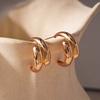 Vintage Gold Color Teardrop Curved Shape Stud Earrings For Women Elegant Irregular Geometric Earrings Jewelry Accessorises