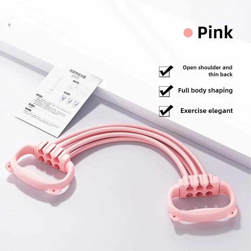 

Hot Selling Open Chest Eight-figure Pull Rope Yoga Back Pull Rope Elastic Band Adjustable Cat Puller Home Elastic Band One size розовый