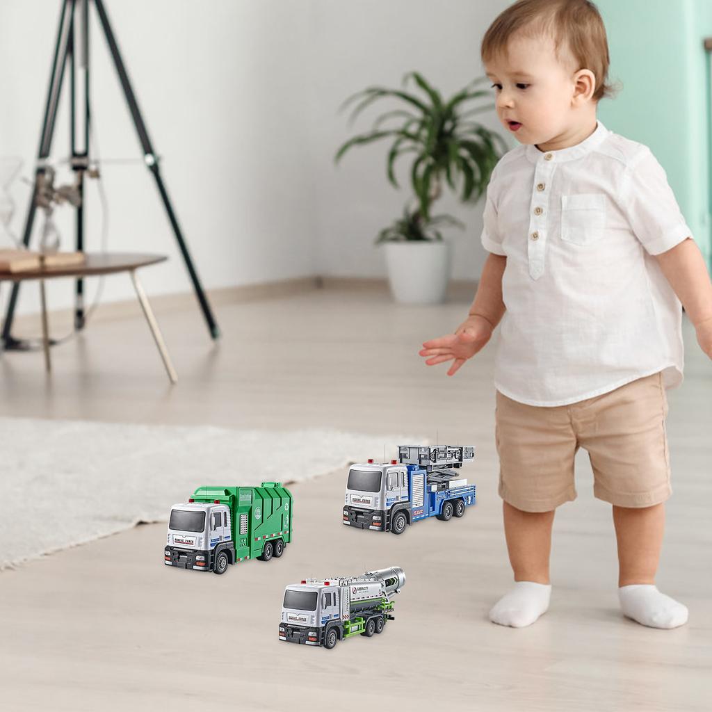 Simulation Fire Truck Ladder Truck Sprinkler Truck Sanitation Truck Alloy Engineering Vehicle Children's Car Model Toy