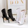 2019 European and American new fish mouth rear empty sexy PU front zipper thin high heel women's cool boots 198-13