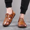 Summer new men's leather sandals dual-purpose leather handmade bag head sandals men's non-slip soft-soled beach shoes sandals tide