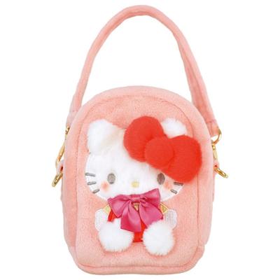 Sanrio Hello Kitty Plush Boa Mini Pouch, H13 X W9 X D7.5cm, Character Pouch, Accessory Case, Cosmetic Pouch, Plush Case, Makeup Case