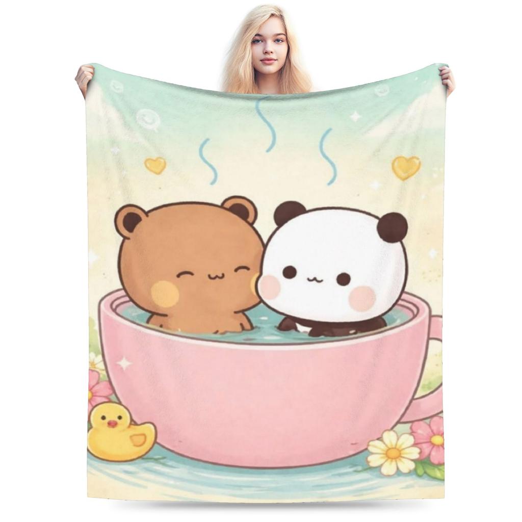Cute Bear Bubu Dudu Fleece Blanket Novelty Throw Blankets For Home 150*125Cm Plush Thin Quilt