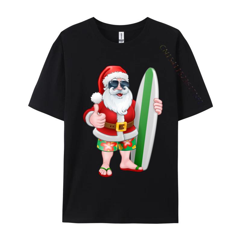 Cool Santa Surfboard Shades Cartoon Comfortable T Shirt Company Cool Cotton Fabric Men T Shirt Hip Hop Tee Shirts Wholesale